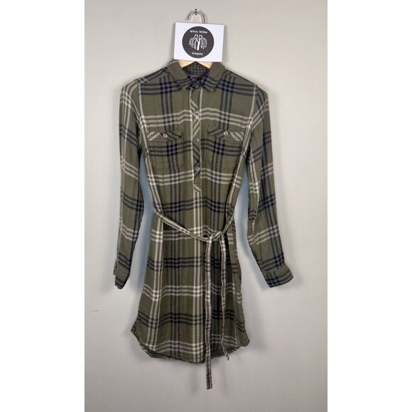 Eddie Bauer Dresses & Skirts - Vintage Eddie Bauer Olive Green, Navy, and White Plaid Shirt Dress